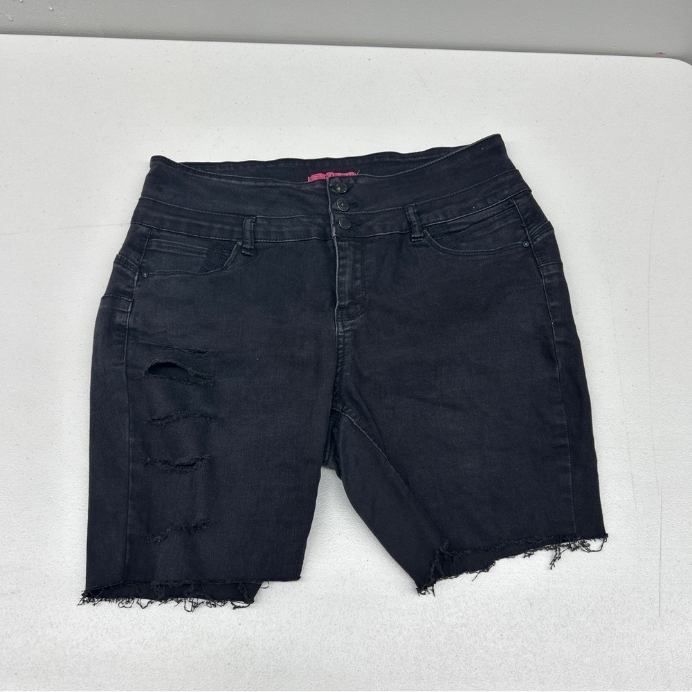 Wax Jean Black Distressed Jean Shorts